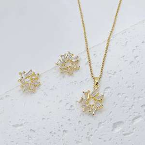 Micro-set collar pendientes conjunto luz lujo completo diamante anillo personalidad temperamento banquete pendientes Collar combinación - Product Image 4