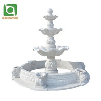Fontaine d'eau en pierre de figure grecque de décoration de jardin extérieur en marbre blanc naturel sculpté à la main