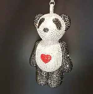 Custom Wholesale Fashion animal full drill hand bag rhinestone clutch panda shaped purse bling crystal clutch bag