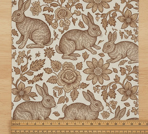 Tissu en coton imprimé motif lapin mignon et jardin botanique, vendu au mètre, tissu en coton de qualité supérieure pour la couture, la confection de robes, chemises et accessoires - Product Image 2