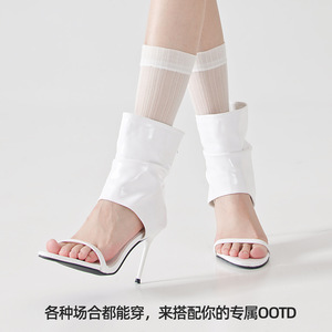 2026 Spring/Summer New Style: Lightweight Striped Stockings with Footed Design, Lolita Style, Mid-Calf High <b>Heels</b> - Product Image 3