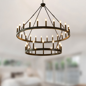 Luces colgantes de Metal Vintage de hierro forjado para granja, iglesia, Vestíbulo de Hotel, techo alto, candelabros grandes, luces colgantes para restaurante - Product Image 3
