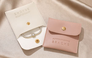 Pochette de rangement pour bijoux en carton premium avec impression de logo personnalisé, fermeture à glissière, pour l'emballage de bijoux - Product Image 5