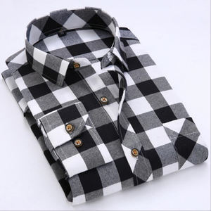Vendita calda all'ingrosso <span class=keywords><strong>a</strong></span> maniche lunghe Casual Plaid primavera autunno <span class=keywords><strong>camicia</strong></span> di flanella per gli uomini camicie - Product Image 6