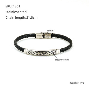 <span class=keywords><strong>Bracelet</strong></span> en cuir pour <span class=keywords><strong>couple</strong></span> en acier inoxydable, bijoux uniques et anciens, accessoires de mode - Product Image 5