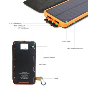 Hyto ngoài trời không thấm nước 10000mAh gấp Tấm pin mặt trời di động sạc năng lượng mặt trời ngân hàng điện với ánh sáng LED - Product Image 4