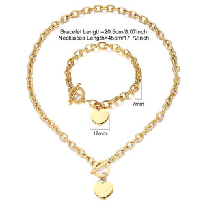 Bộ Vòng Cổ Vòng Tay Tình Bạn Trái Tim Tình Yêu Quà Tặng Cho Nữ Vòng Tay Dây Chuyền Tiệc Cưới Đính Hôn Bằng Thép Không Gỉ - Product Image 3