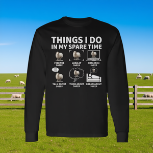 Les choses que je fais dans mon temps libre, T-shirt à manches longues pour amoureux des moutons et agriculteurs - Product Image 3