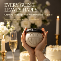 Bougie parfumée de mariage faite à la main en béton avec visage souriant, pot en cire de soja, souvenir festif unique pour les cadeaux des invités de mariage