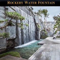Fuente de Agua Decorativa Comercial con Rocas, Iluminación RGB/Láser, Impermeable IP68, Diseño Personalizado con Forma y Tamaño de Roca a Medida, Solución Completa