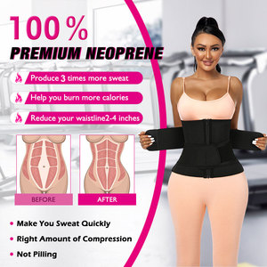 Wholesale Quality 2 Two Strap <b>Wrap</b> Body Shaper Gym Fitness Sauna Sweat Corset Black Double Belt Neoprene Waist Trainer With Pock - Product Image 2