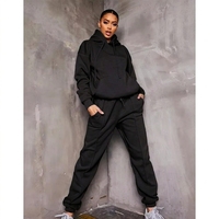 Ensemble de survêtement décontracté deux pièces pour femme, en tricot respirant et écologique, avec sweat à capuche et pantalon de jogging de haute qualité