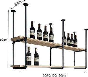 <span class=keywords><strong>Étagère</strong></span> de <span class=keywords><strong>plafond</strong></span> casier à vin industriel <span class=keywords><strong>étagère</strong></span>s flottantes suspendues support de tuyau d'eau 2 niveaux, support de rangement pour <span class=keywords><strong>cuisine</strong></span> Bar Restaurant - Product Image 5