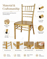 Chaise Chiavari de luxe en or et argent pour événements, chaise Chiavari VIP durable en métal pour intérieur et extérieur, idéale pour mariages et fêtes
