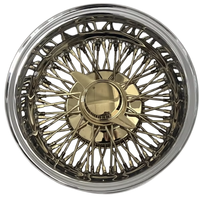Nouvelle jante en fil d'acier 13x7 Or Titane à 72 rayons croisés inversés avec spinner à 2 barres