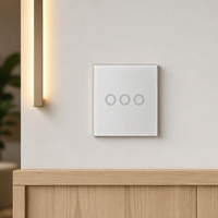 Interrupteur mural intelligent WiFi européen 3 voies 4 gangues avec panneau tactile en verre, compatible avec l'application Smart Life, domotique