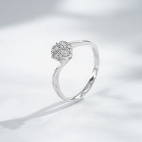 Bague de fiançailles personnalisée en or 18 carats avec diamant de laboratoire rond taille brillant couleur DEF et halo floral, bijoux fins
