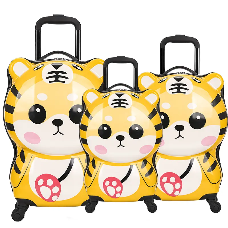 Borse da viaggio per bambini tigre a buon mercato personalizzate che viaggiano 3 pezzi set di valigie per bambini valigia su ruote set di valigie da 18 pollici