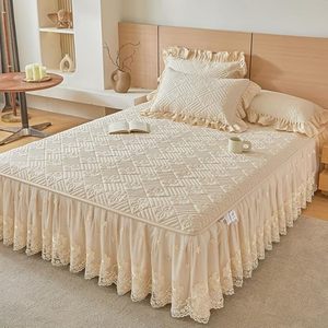 Juego de Cubrecama Bordado con Volantes de Encaje, Cubrecama Acolchado, Decoración de <span class=keywords><strong>Cama</strong></span> de Lujo, Suave y Elegante, Estilo Princesa - Product Image 1