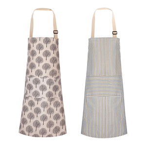 Pintura caliente <span class=keywords><strong>Chef</strong></span> Cocina Jardín Mujeres Hombres Lino Babero Bolsillo Ajustable Rayas Planta Barista Delantal - Product Image 1
