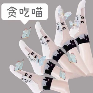 Women's Ankle Socks Cartoon Cat Pattern Breathable Sweat Absorbent Summer Casual Socks - Product Image 2