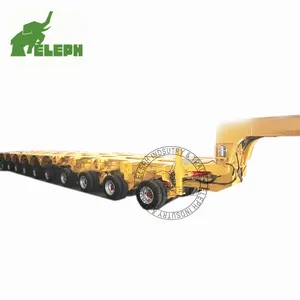 Multi Axle tempat tidur rendah Semi Trailer 500 Ton tugas berat mesin Transport Modular Semi Trailer dengan as roda hidrolik