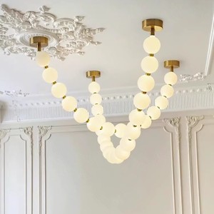 Lampade a Sospensione Minimaliste in Stile Nordico, Lampadario Moderno a Linea Sottile, Dimmerabile, a Forma di Collana di Perle <span class=keywords><strong>per</strong></span> Soggiorno - Product Image 1