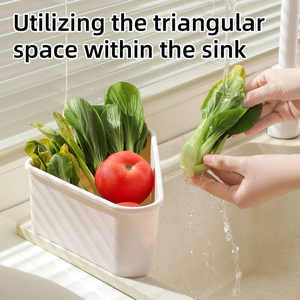 Panier égouttoir d'angle triangulaire pour évier de cuisine, filtre à déchets alimentaires facile à nettoyer pour les restes de fruits et légumes - Product Image 5