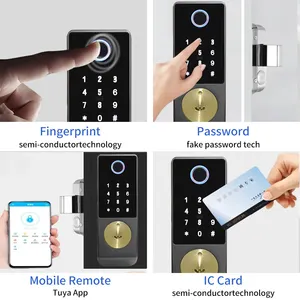 قفل باب ذكي رقمي ttlock wifi مضاد للماء مزدوج الجانب مع بطاقة كلمة المرور وبصمة الإصبع