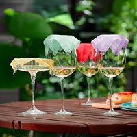 Lot de 4 couvercles lestés réutilisables en gaze pour verres à vin d'extérieur, en fibre de polyester, style européen et américain