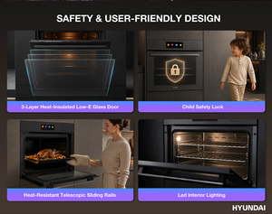 Four encastrable électrique HYUNDAI en acier inoxydable 17-en-1, 72L, écran tactile couleur TFT, convection, grill, levage de pâte, préchauffage rapide - Product Image 5