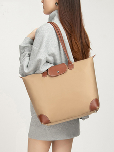 Custom Women's Luxury Nylon Tote <b>Bag</b> with PU Leather Top handle <b>Large</b> Casual Shoulder Purse Nylon summer <b>bag</b> - Product Image 2