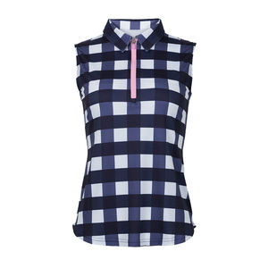 Camiseta de golf OEM personalizada de poliéster sin mangas para mujer, camiseta transpirable con estampado completo, informal, de longitud corta, diseño comprimido - Product Image 5