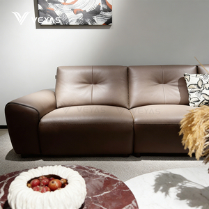 Último Modelo Moq 1, Sillón Chaise Longue Extensible de 3 Plazas en Forma de L, Color Bronceado Urbano, Cuero Genuino, Moderno, Firme, con Control Remoto Vy33 - Product Image 2