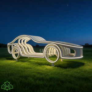 Senzhao - Escultura de Coche Abstracta Impermeable para Exteriores, con Luces LED, de Acero Inoxidable, para Instalaciones Artísticas en Paisajes - Product Image 4