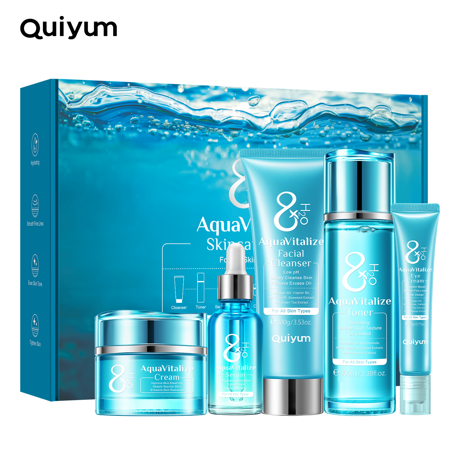 Private Label QUIYUM 8X H2O AquaVitalize Skincare Set - Hydrating
