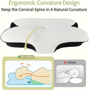 Oreiller cervical ergonomique en mousse à mémoire de forme pour un sommeil sain, personnalisable, forme papillon, soulagement de la douleur, sommeil profond - Product Image 4
