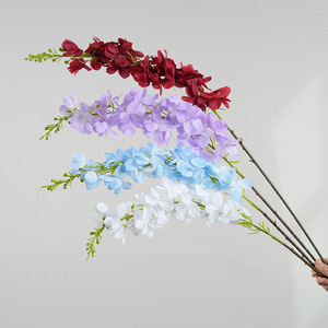 Fleur artificielle Greenway Larkspur à branche unique, pétales en PVC blancs, rouges, bleus, violets, arrangement floral décoratif - Product Image 1