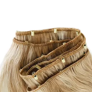 Wholesale unprocessed Human Hair Weft with beads Double Drawn Hand Tied Micro Beads Flat Skin Weft Hair Extension