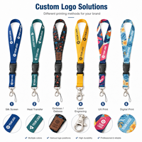 Porte-badge en polyester avec logo personnalisé, sangle à transfert thermique, taille sur mesure, vente en gros