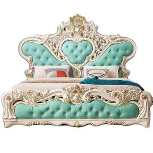 <span class=keywords><strong>Lit</strong></span> en bois exquis pour chambre à coucher, style européen, orné <span class=keywords><strong>de</strong></span> sculptures, rembourré, mobilier <span class=keywords><strong>de</strong></span> luxe pour la maison - Product Image 2