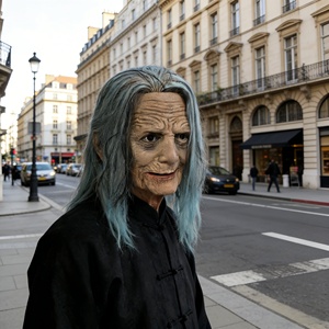 Maschera da Strega Spaventosa con Capelli Lunghi Grigi - Maschera Realistica in Lattice per Costume di Halloween per Adulti, Accessori per Feste e Cosplay - Product Image 5