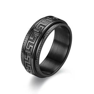 Anillos de Acero Inoxidable de 8mm para Hombre, Joyería de Moda, Anillo Giratorio de Boda con Patrón de Llave Griega - Product Image 2