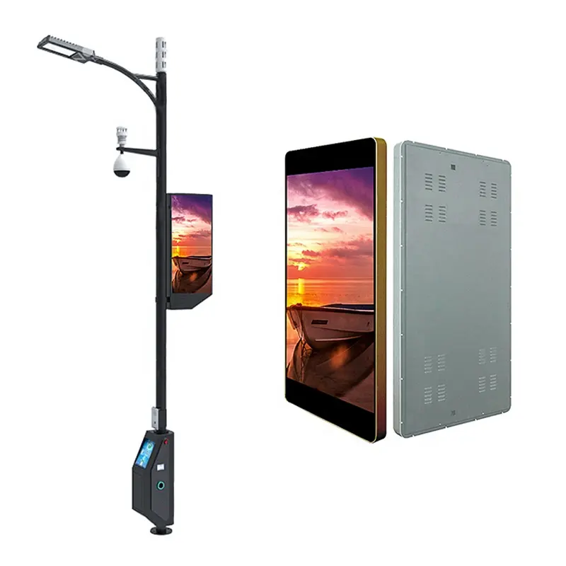 3840HZ alta actualización P3 P4 poste de luz de doble cara pantalla LED pantalla de publicidad de calle al aire libre