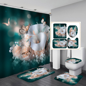 Rideaux de douche de salle de bain design <span class=keywords><strong>plage</strong></span>, ensemble de 4 pièces, ensemble de tapis de bain avec tapis antidérapants, rideau de douche de luxe pour hôtel - Product Image 6