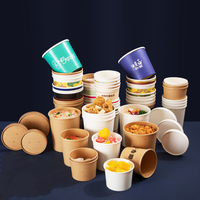 Bols jetables avec couvercles, bol en papier kraft personnalisé pour salade
