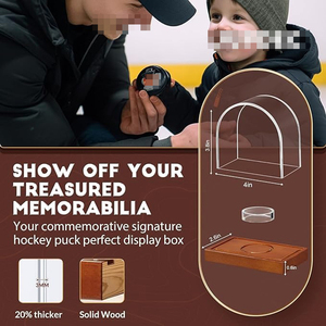 Коллекционный футляр для хоккейных шайб HUACENT: премиум-класс, прозрачный акрил, защитный держатель для шайб с деревянным основанием - Product Image 5