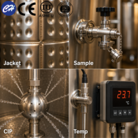 Tanque de Almacenamiento Sanitario de Acero Inoxidable de 100L para Cerveza, Recipiente a Presión para Jugo, Estándar ASME, Doble Pared, Control de Temperatura, China