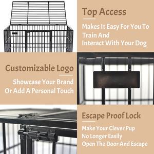 Toptan açık üst Metal köpek sandık kulübesi anti-çıkarılabilir tepsi ile büyük köpek kafesi çiğnemek - Product Image 4
