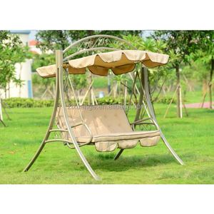 Balançoire de patio de luxe Mobilier de jardin extérieur Balançoire Chaise en gros Classique 3 places Balançoire à baldaquin rembourrée pour patio - Product Image 3